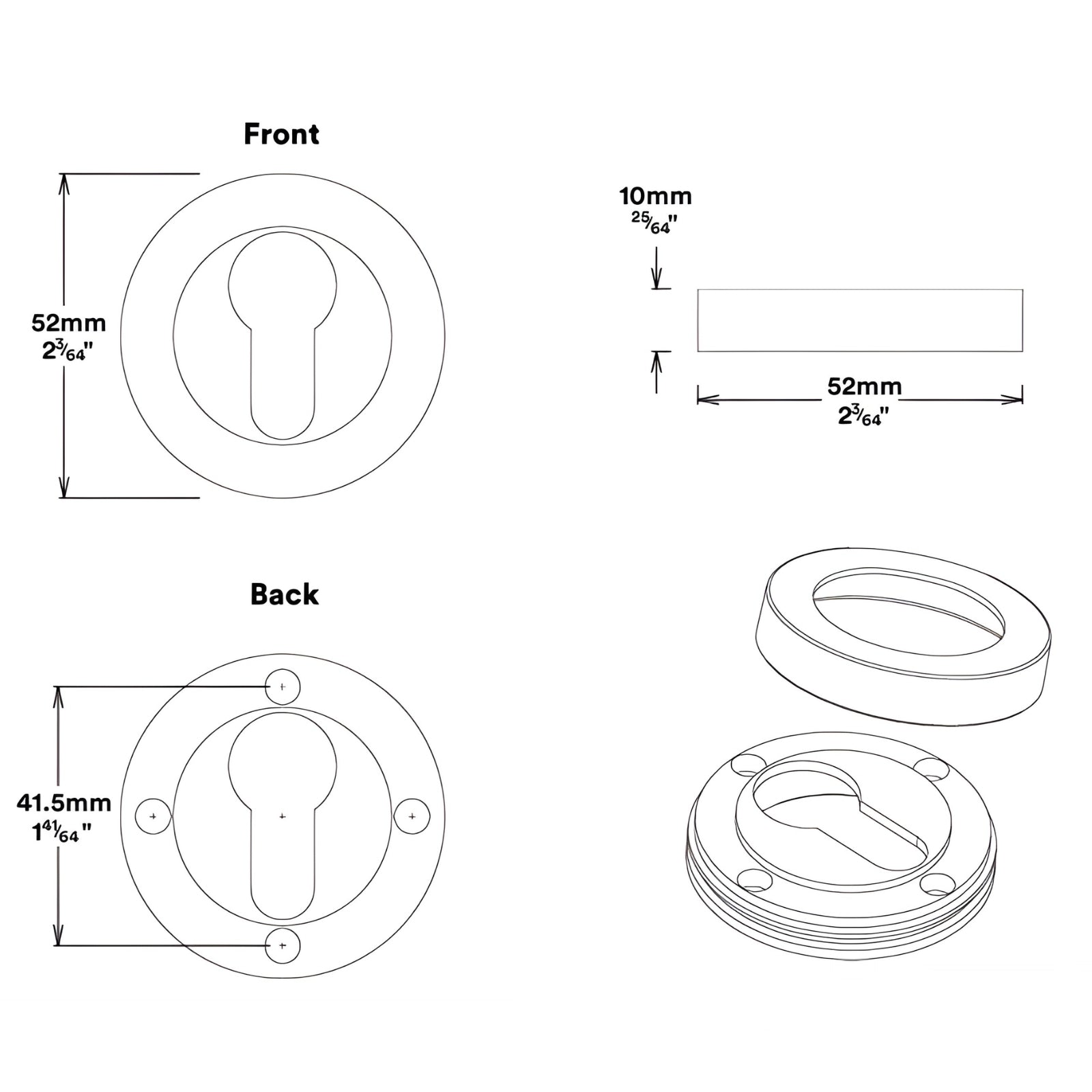 Round Rose Iver Osaka Lever Round Rose Entrance Kit with Separate High Security Lock Matte Black 20773KENTR60KT - The Blue Space