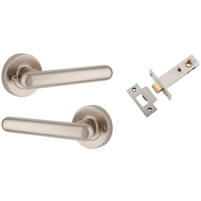 Iver Puerto Lever Round Rose (Inbuilt Privacy) Satin Nickel 24005KIBPRIV60 - The Blue Space