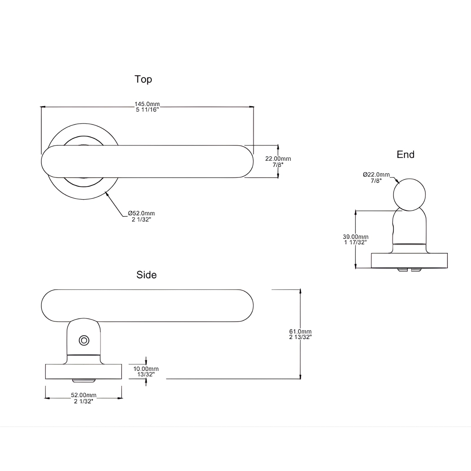 Round Rose Iver Puerto Lever Round Rose Entrance Kit with Separate High Security Lock Key/Key Matte Black 24003KENTR60KK - The Blue Space
