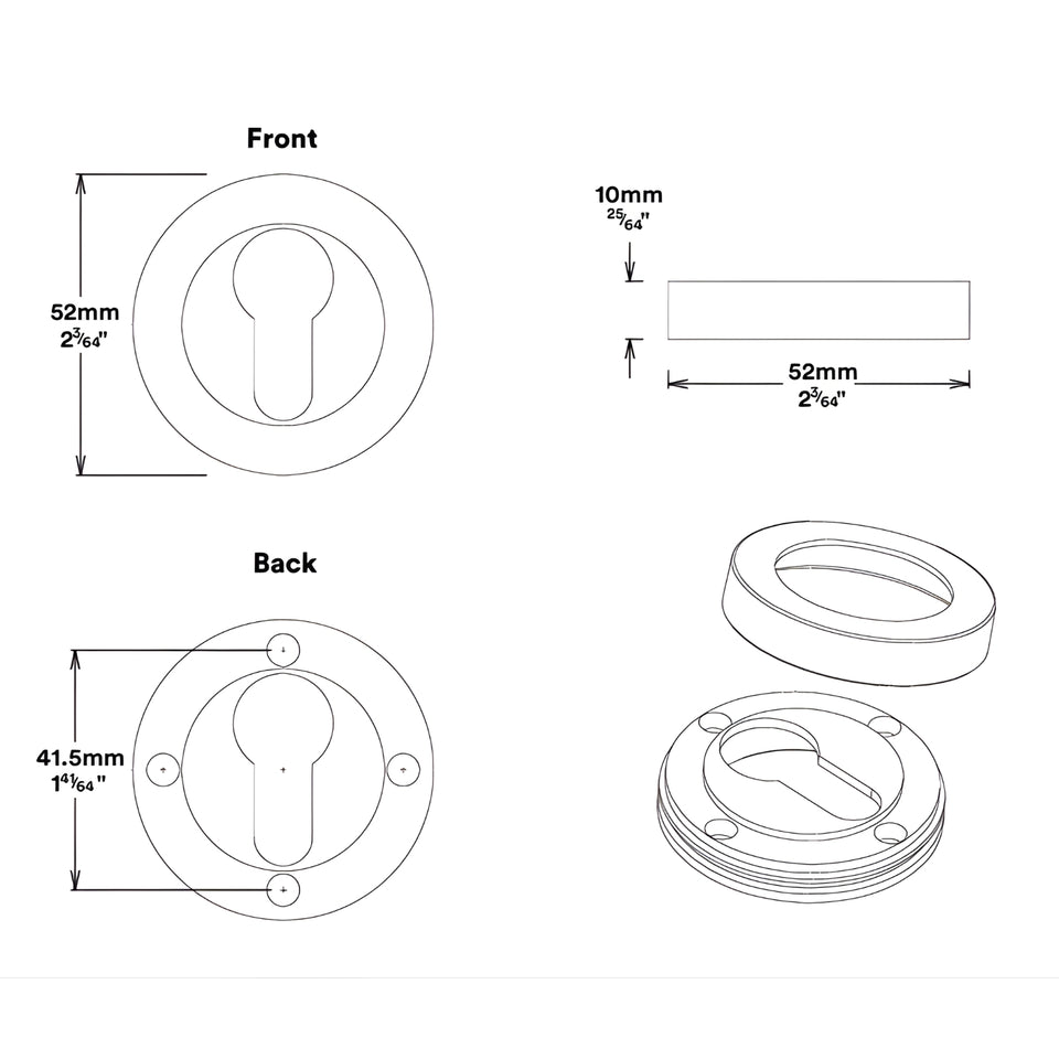 Iver Puerto Lever Round Rose Entrance Kit with Separate High Security Lock Key/Key Signature Brass
