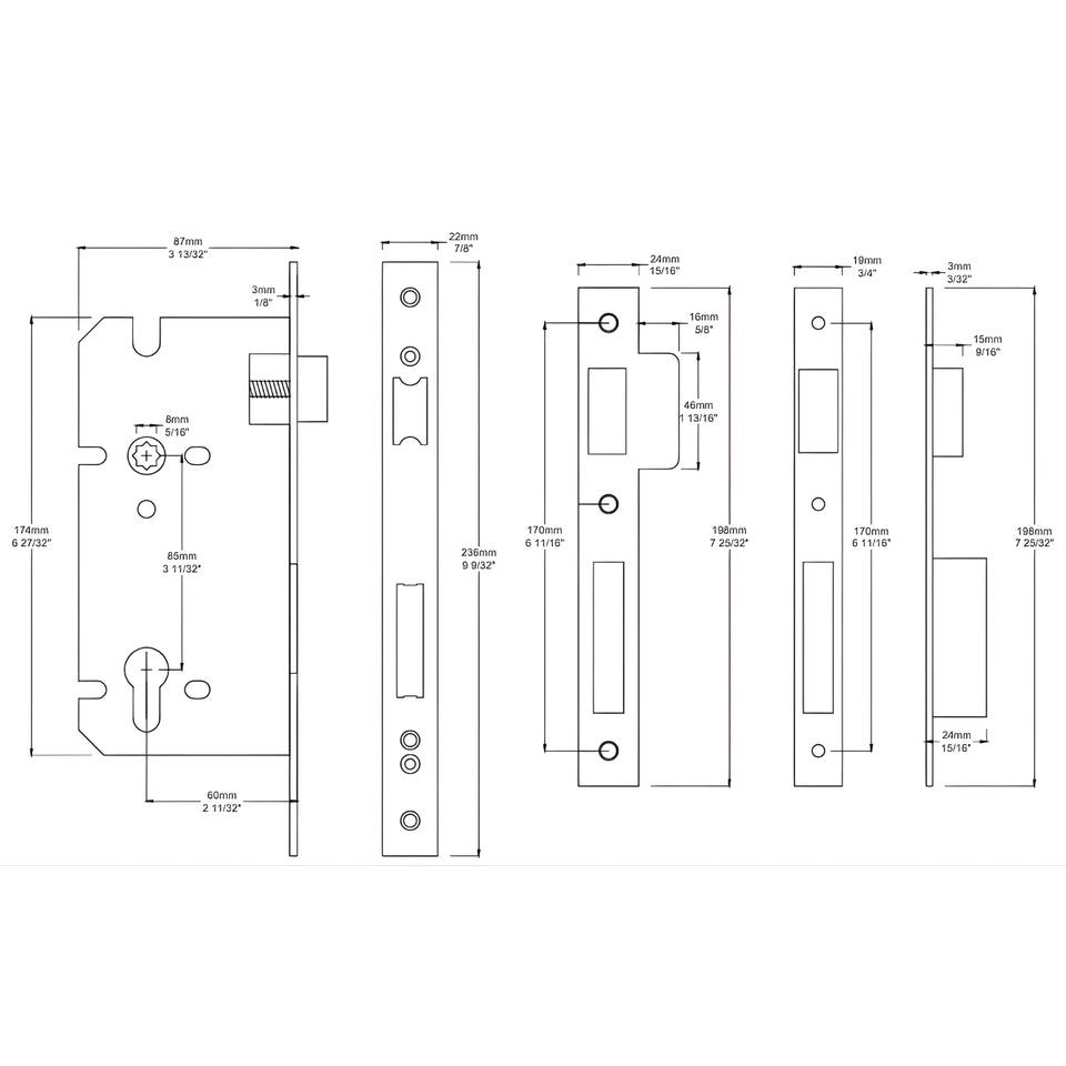 Iver Puerto Lever Round Rose Entrance Kit with Separate High Security Lock Key/Thumb Polished Chrome