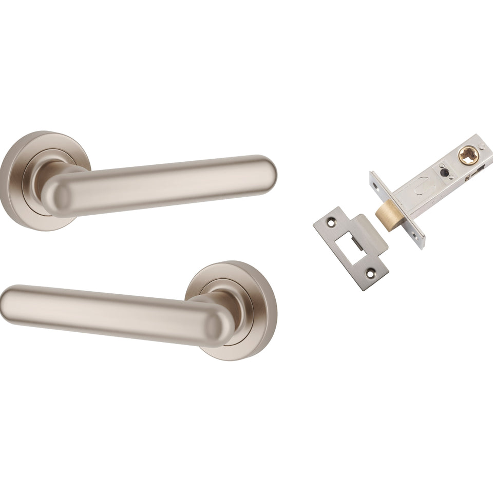 Iver Puerto Lever Round Rose Passage Kit Satin Nickel