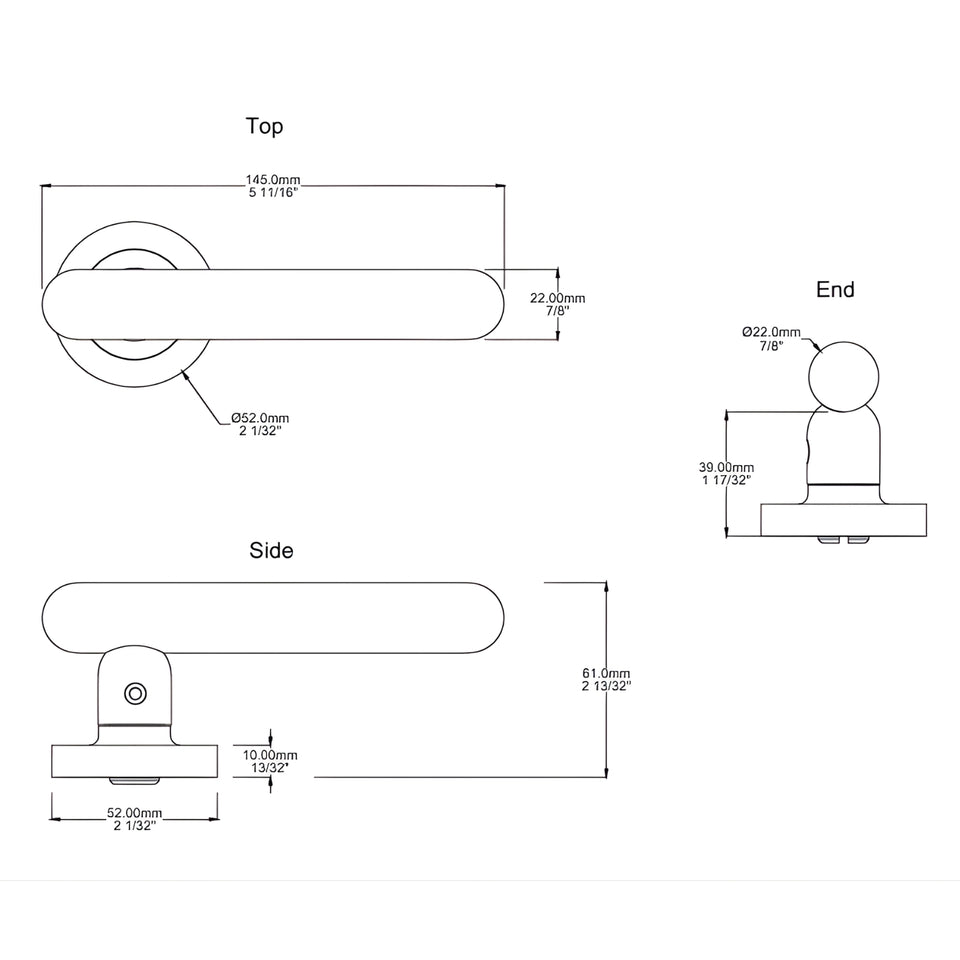 Iver Puerto Lever Round Rose Passage Kit Satin Nickel