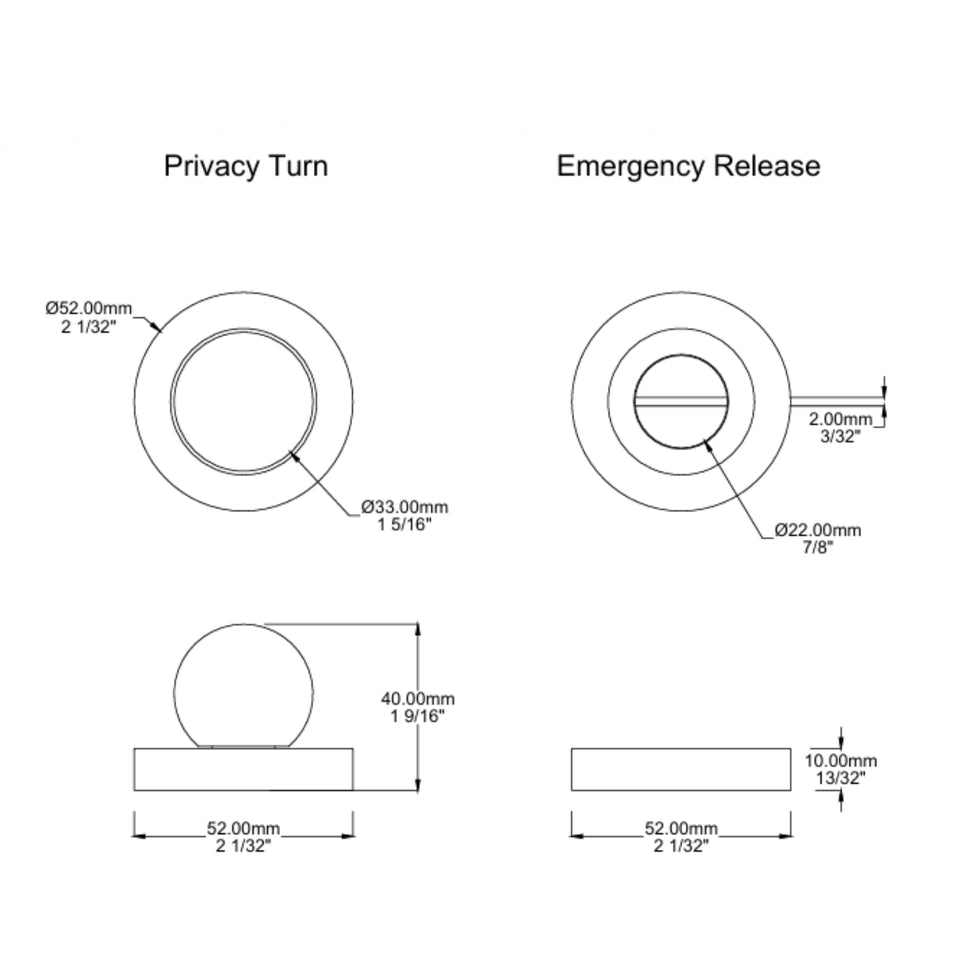 Iver Puerto Lever Round Rose Privacy Kit with Separate Privacy Turn Brushed Gold PVD
