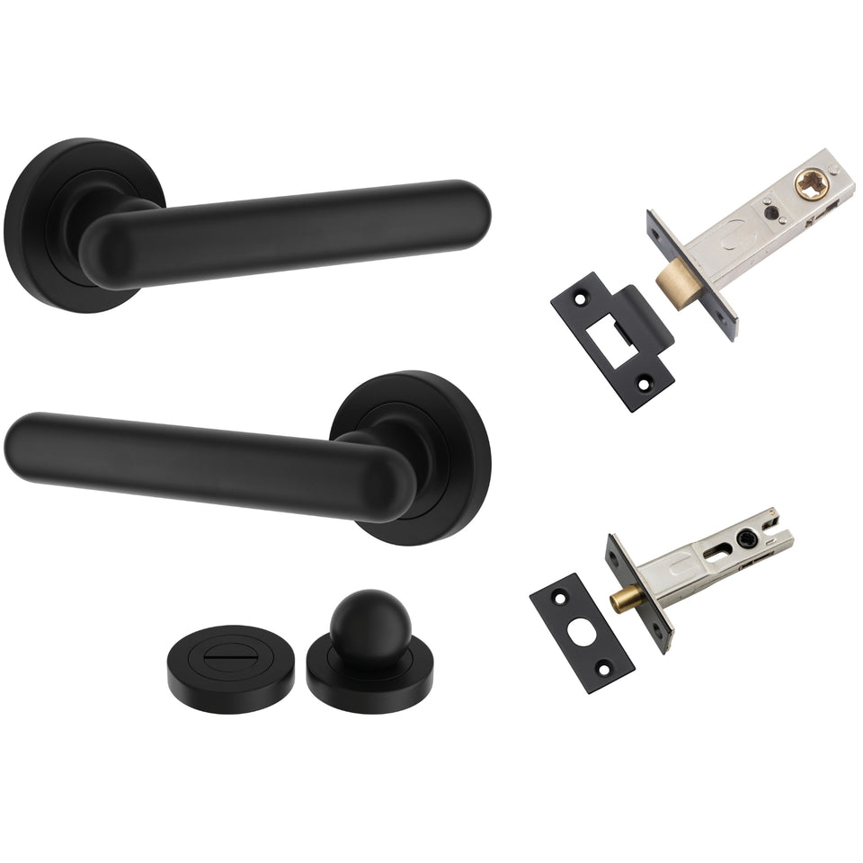 Iver Puerto Lever Round Rose Privacy Kit with Separate Privacy Turn Matte Black