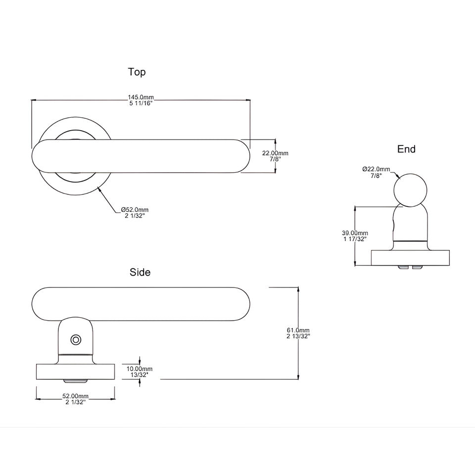 Iver Puerto Lever Round Rose Signature Brass