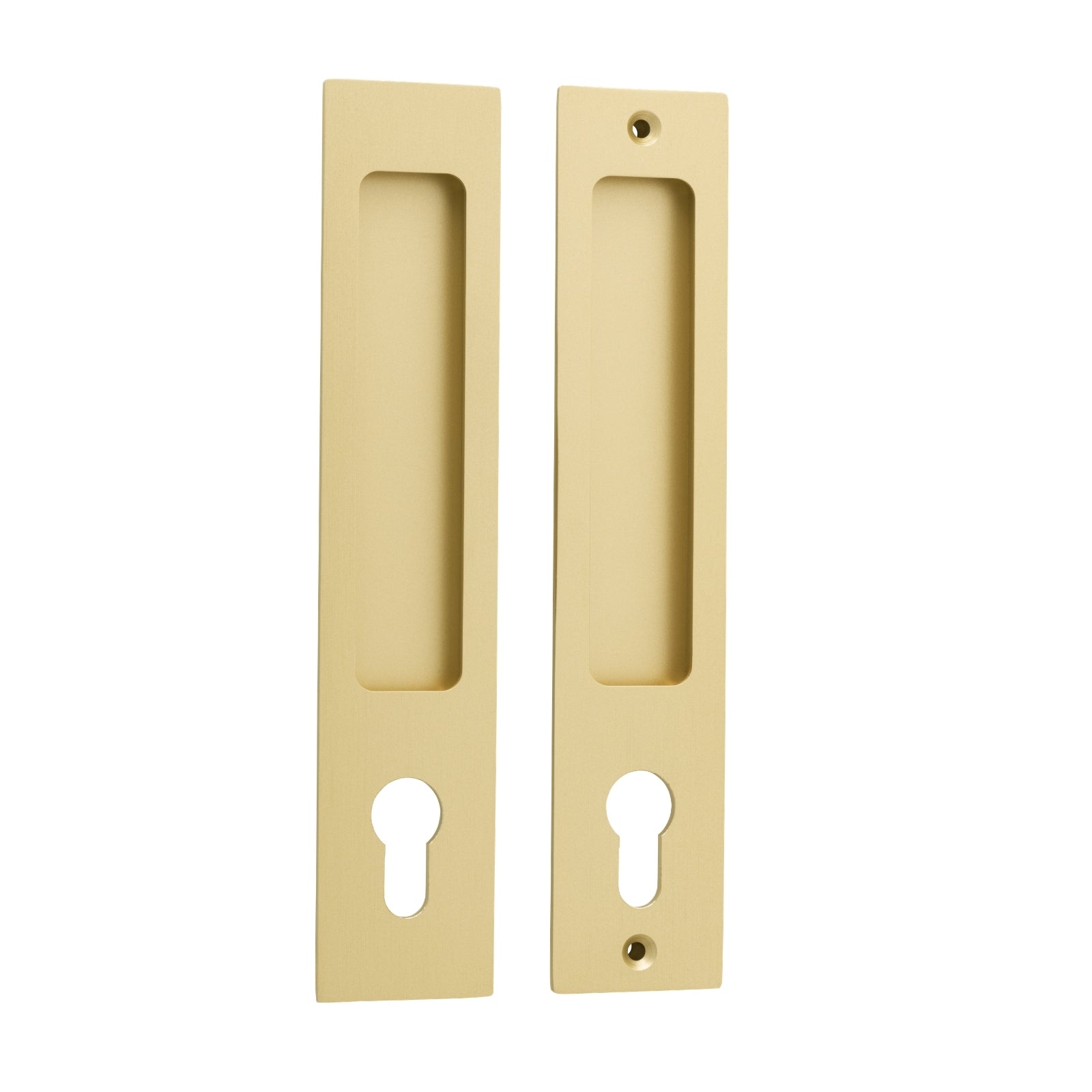 Iver Rectangular Sliding Door Pull Entrance Kit with High Security Lock Brushed Gold PVD 17181E - The Blue Space