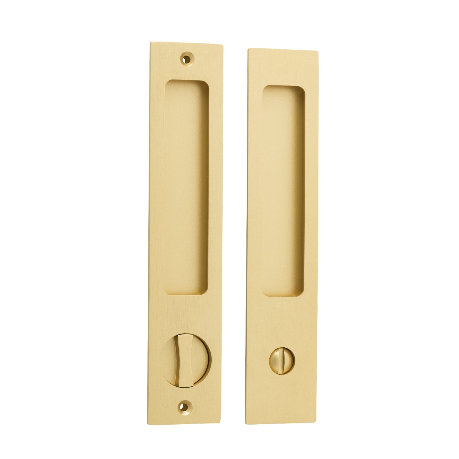 Iver Rectangular Sliding Door Pull Privacy Kit with Privacy Turn Brushed Gold PVD 17181P - The Blue Space