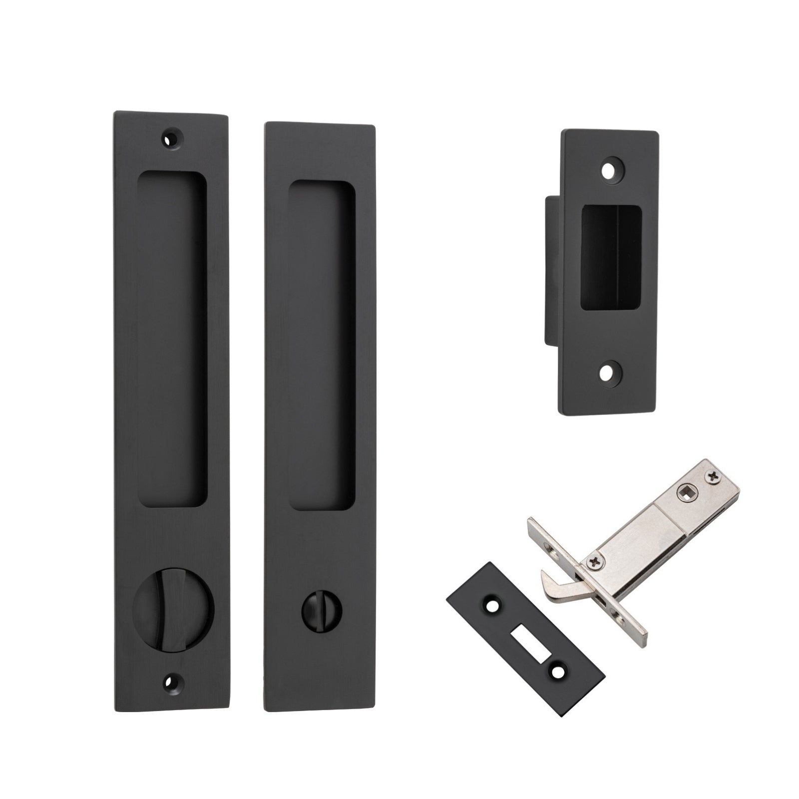 Iver Rectangular Sliding Door Pull Privacy Kit with Privacy Turn Matte Black 21413P - The Blue Space
