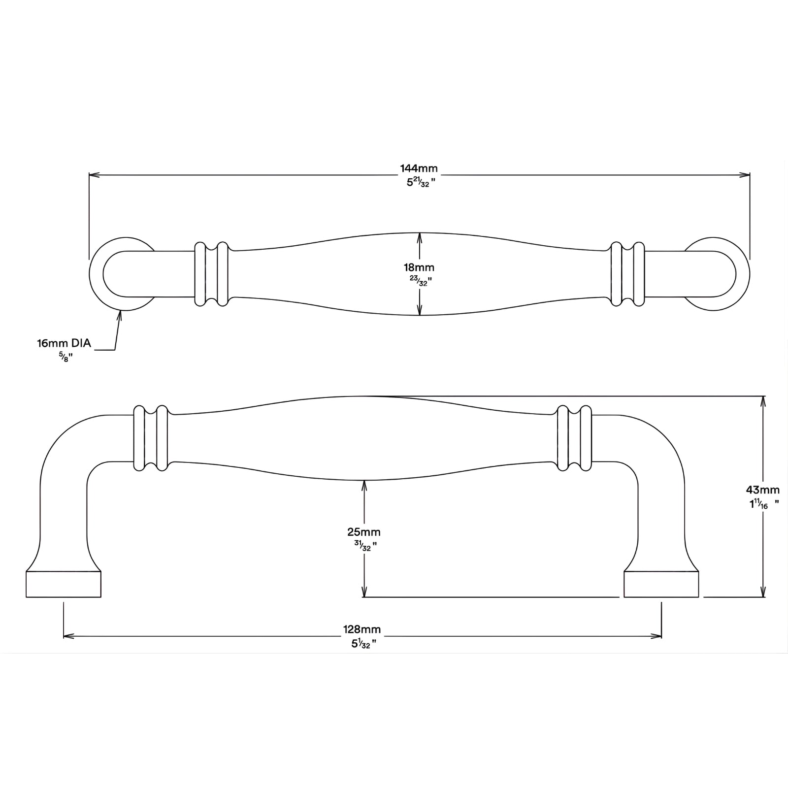 Line Drawing Iver Sarlat 128mm Cabinet Pull Handle Satin Nickel 21069 - The Blue Space