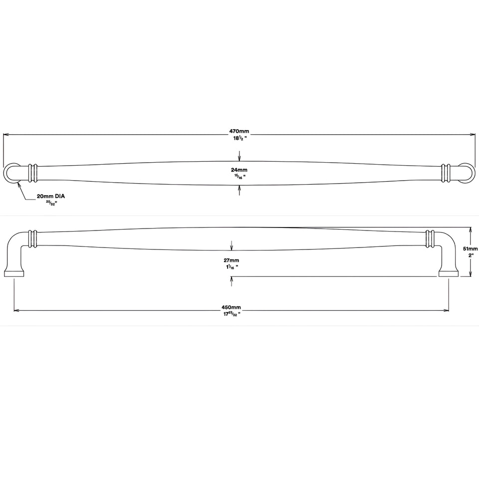 Iver Sarlat 450mm Cabinet Pull Handle Matte Black
