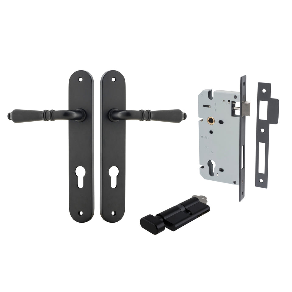 Iver Sarlat Lever Oval Backplate Entrance Kit with High Security Lock Matte Black