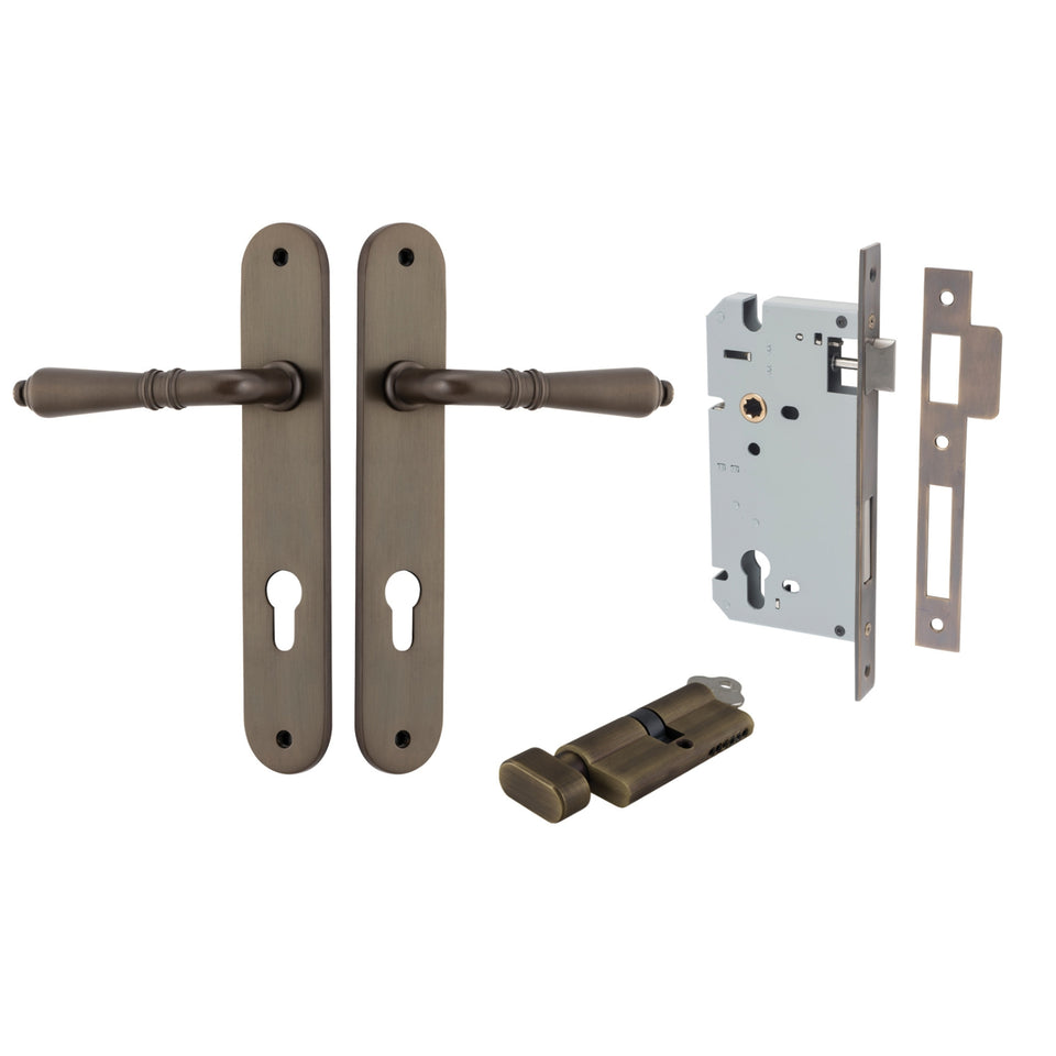 Iver Sarlat Lever Oval Backplate Entrance Kit with High Security Lock Signature Brass