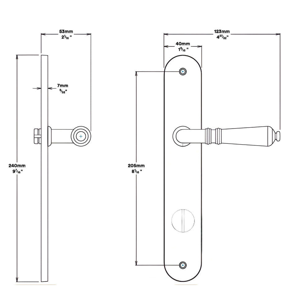 Iver Sarlat Lever Oval Backplate Privacy Kit with Privacy Turn Brushed Brass