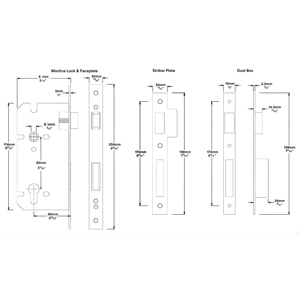 Iver Sarlat Lever Rectangular Backplate Entrance Kit with High Security Lock Brushed Brass