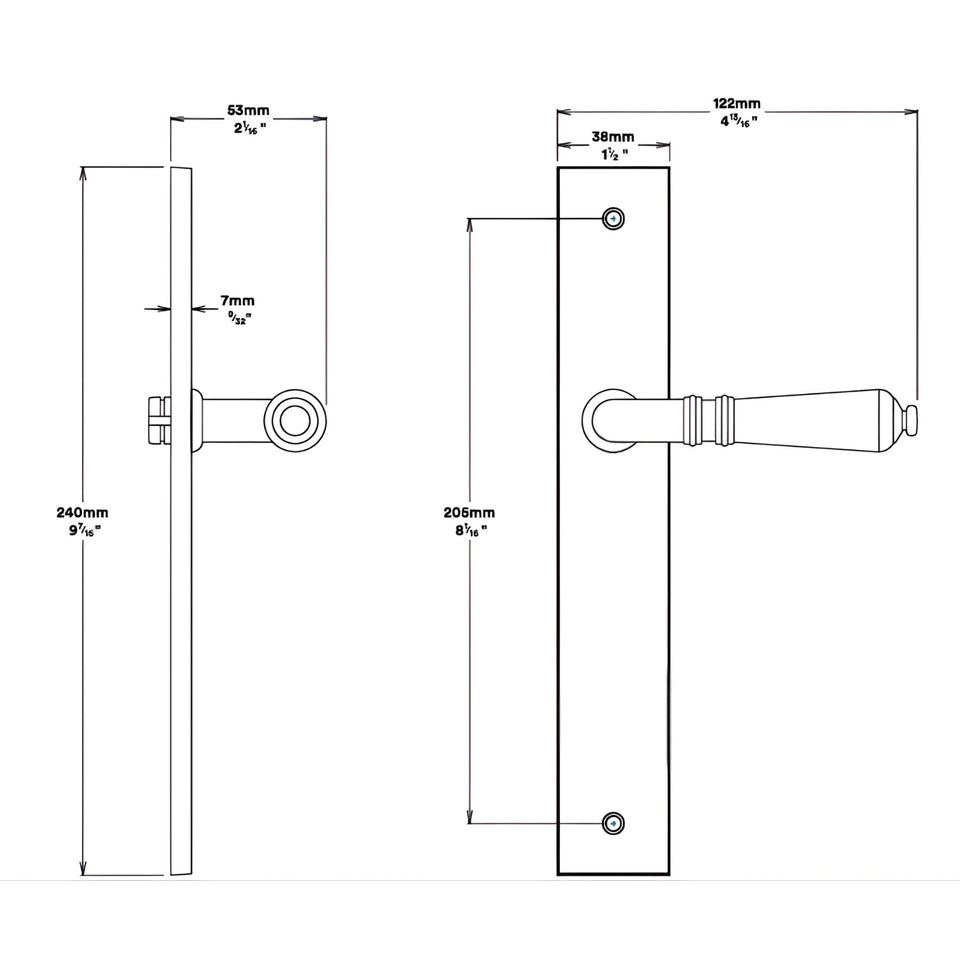 Iver Sarlat Lever Rectangular Backplate Passage Kit Signature Brass