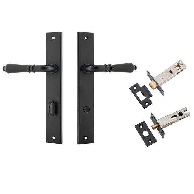 Iver Sarlat Lever Rectangular Backplate Privacy Kit with Privacy Turn Matte Black 12700KPRIV60 - The Blue Space