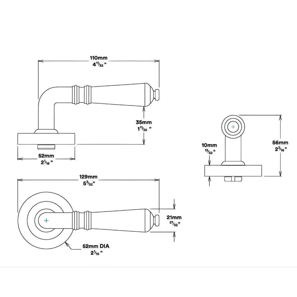 Iver Sarlat Lever Round Rose Entrance Kit with Separate High Security Lock Signature Brass