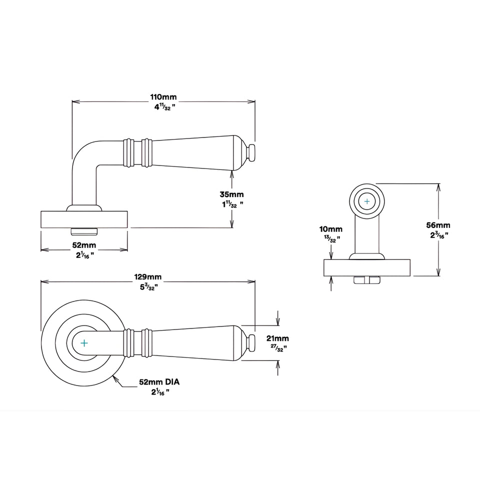 Iver Sarlat Lever Round Rose Passage Kit Satin Nickel