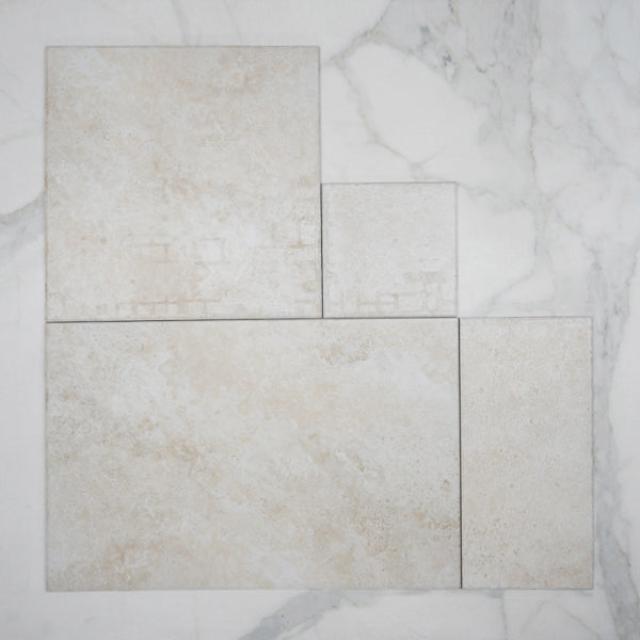 Ivory Amara Travertine Tile External French Pattern Porcelain