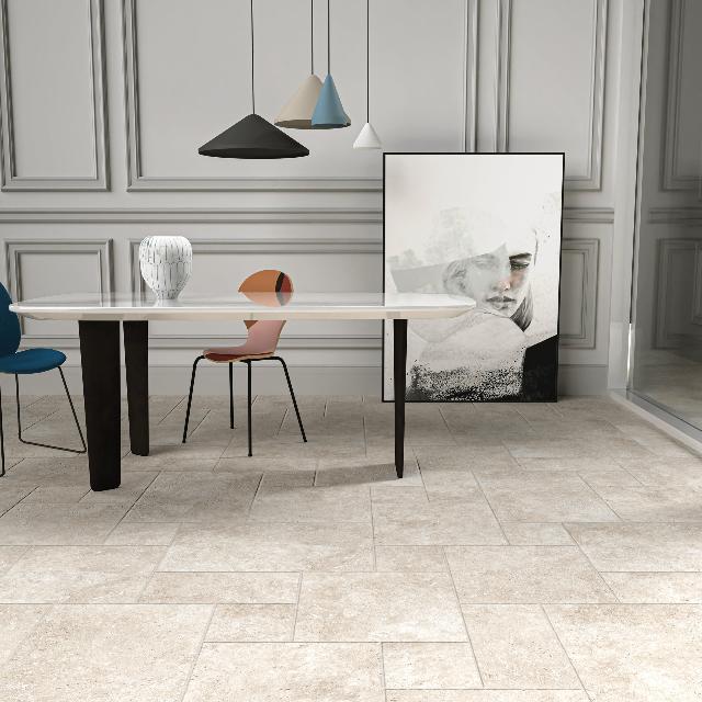 Ivory Amara Travertine Tile External French Pattern Porcelain