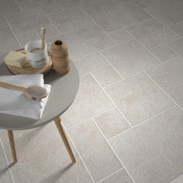 Ivory Amara Travertine Tile External French Pattern Porcelain