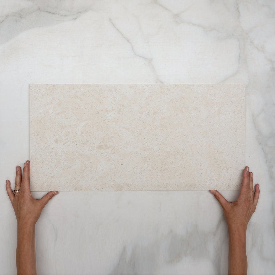 Ivory Myra Limestone Tile Matt 300 x 600 x 10mm Porcelain