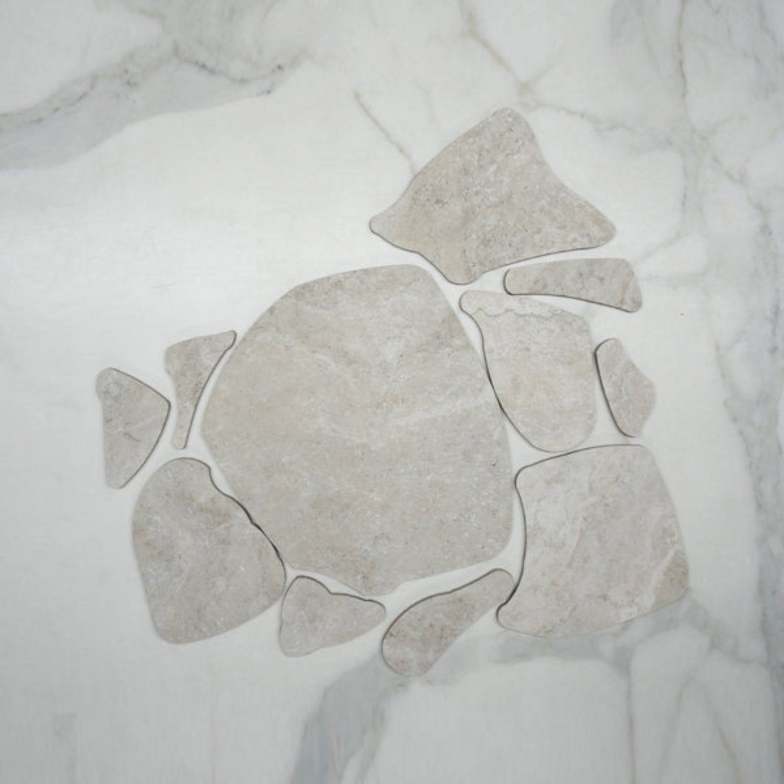No Hand Ivory Valerie Travertine Tile P4 Tech Grip Porcelain Crazy Pave  - The Blue Space