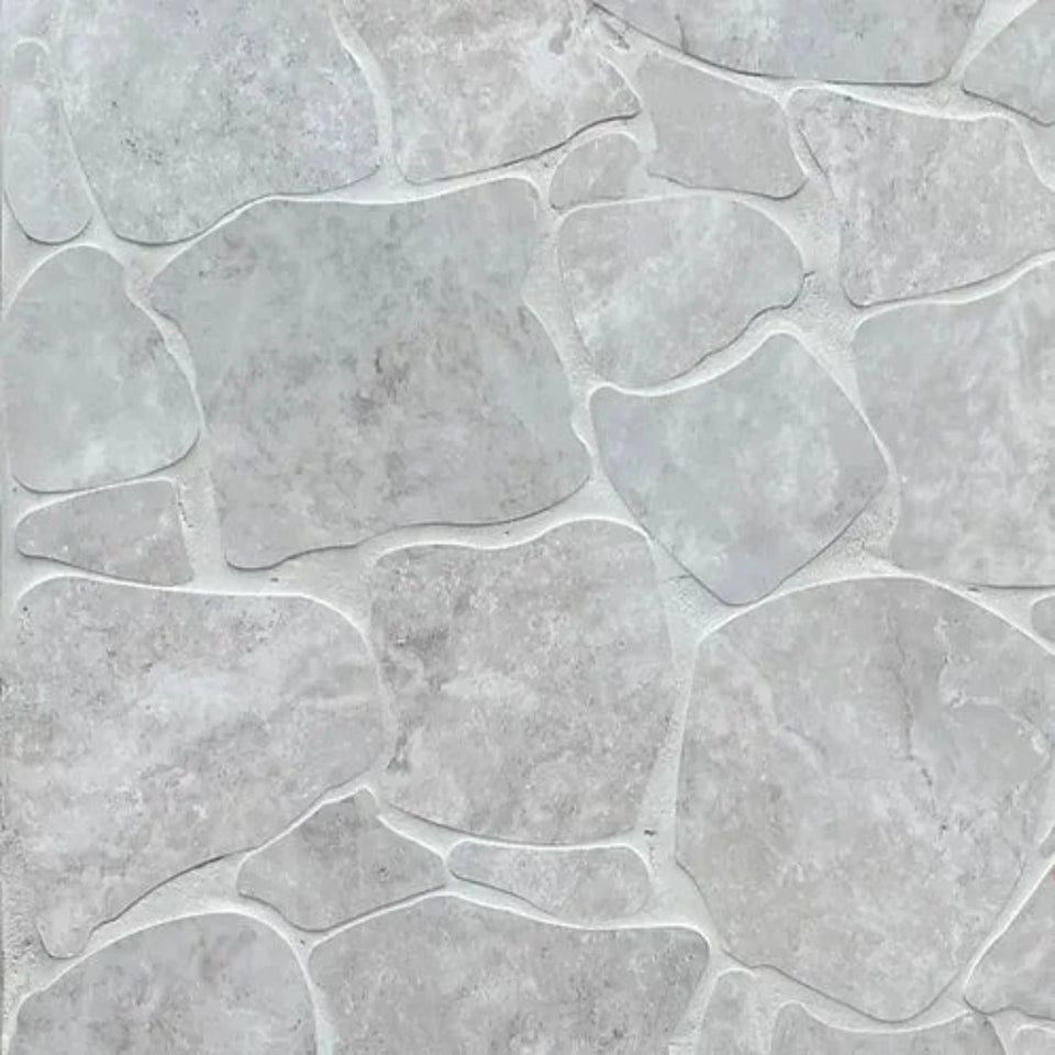 Ivory Valerie Travertine Tile P4 Tech Grip Porcelain Crazy Pave