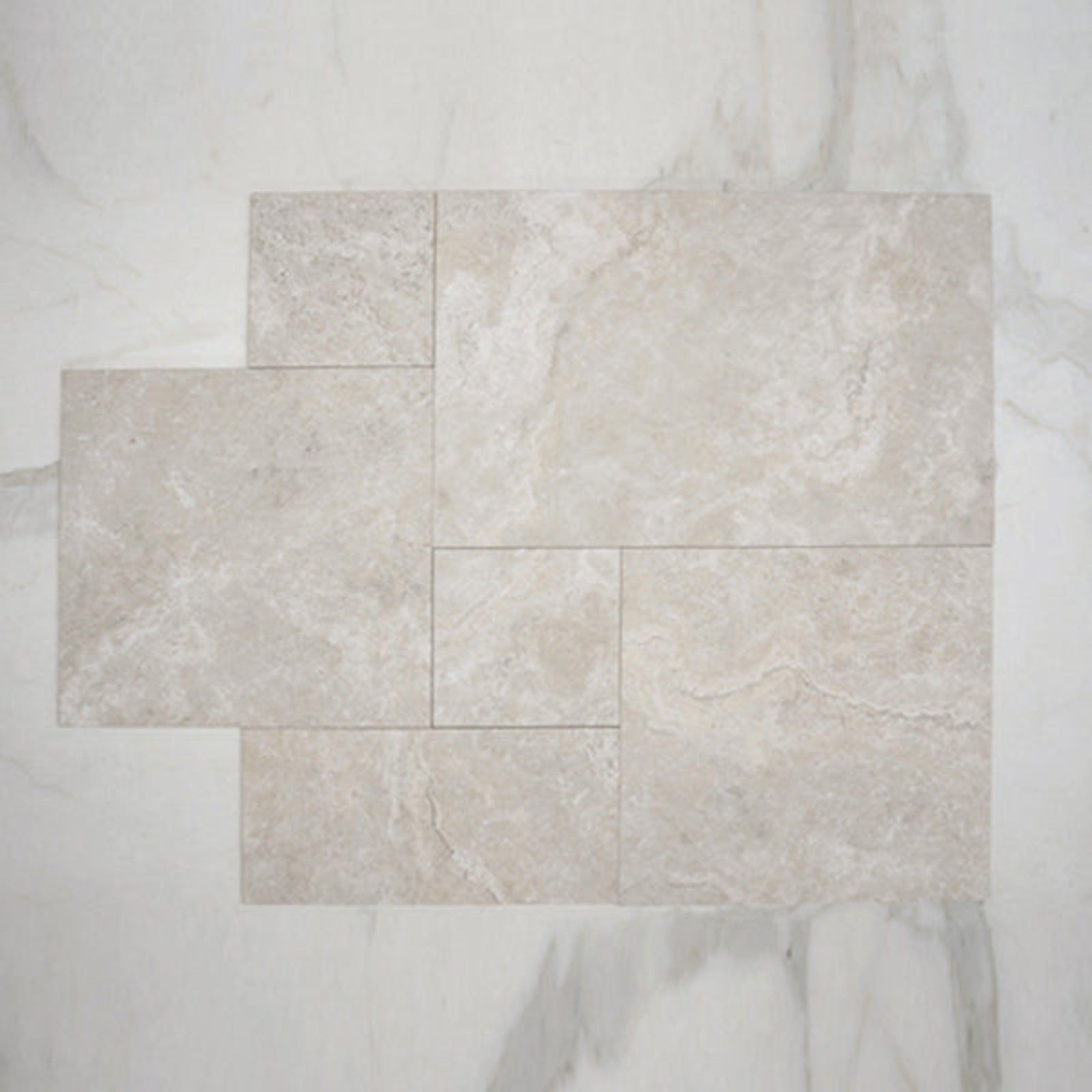 No Hand Ivory Valerie Travertine Tile P4 Tech Grip Porcelain French Pattern  - The Blue Space