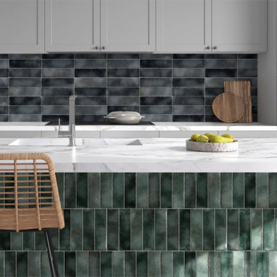 Jade Green Leon Spanish Subway Tile Gloss 69 x 240mm Ceramic
