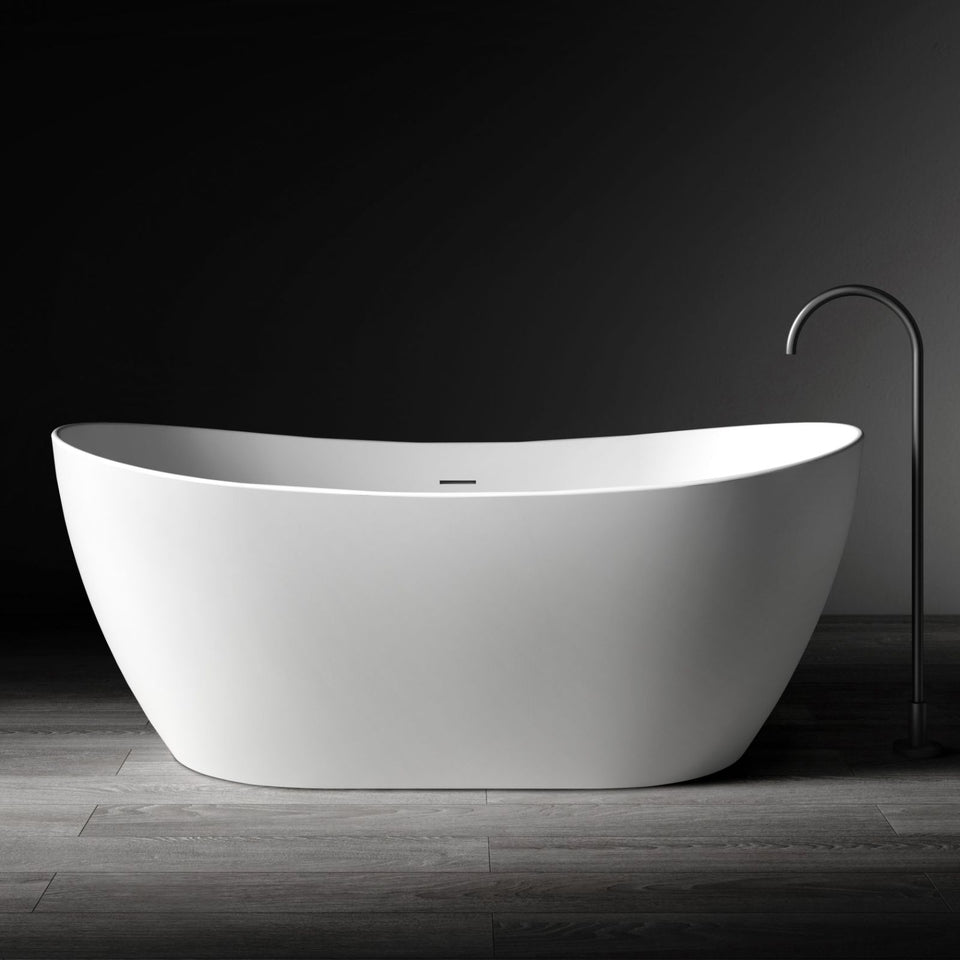 Kaskade Diane Freestanding Oval Stone Bath Matte White 1625mm