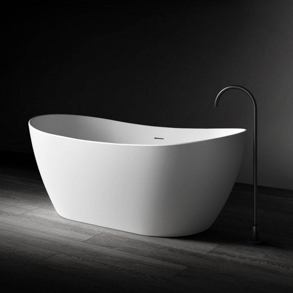 Kaskade Diane Freestanding Oval Stone Bath Matte White 1625mm
