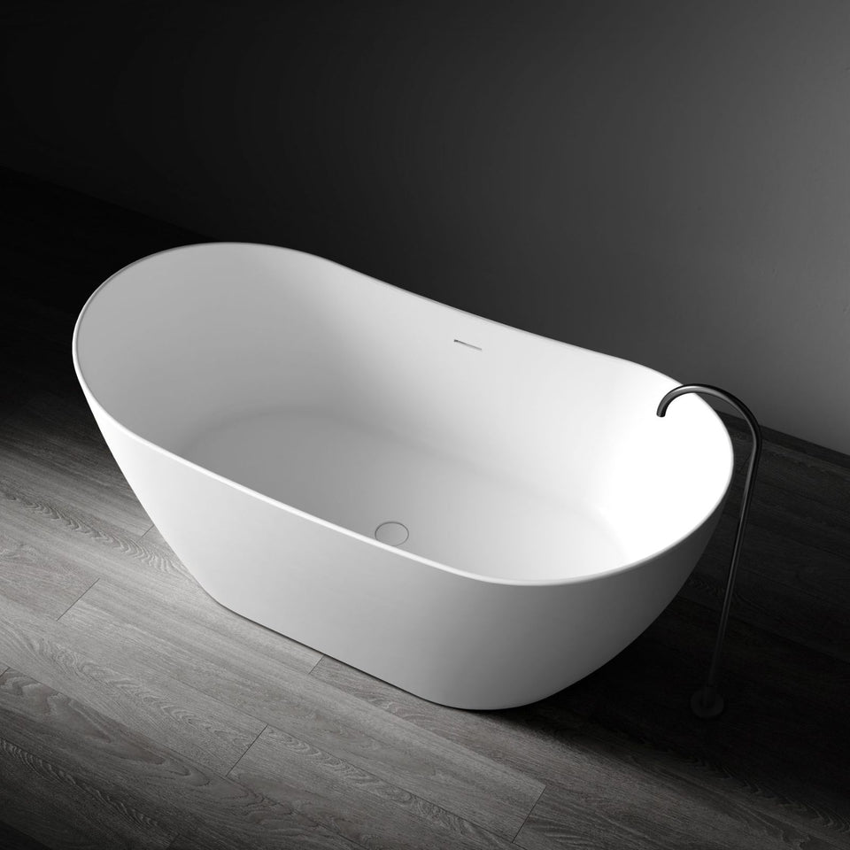 Kaskade Diane Freestanding Oval Stone Bath Matte White 1625mm