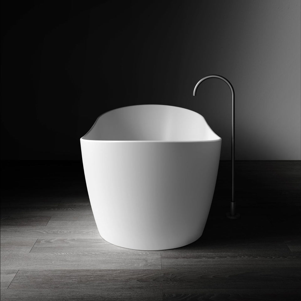 Kaskade Diane Freestanding Oval Stone Bath Matte White 1625mm