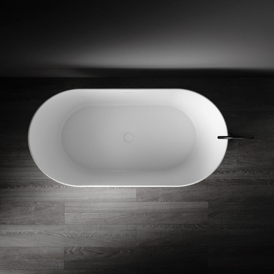 Kaskade Diane Freestanding Oval Stone Bath Matte White 1625mm