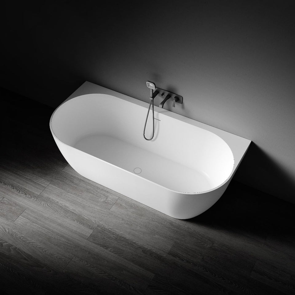 Kaskade Eleni VX105-1700 Back to Wall Stone Bath with Overflow