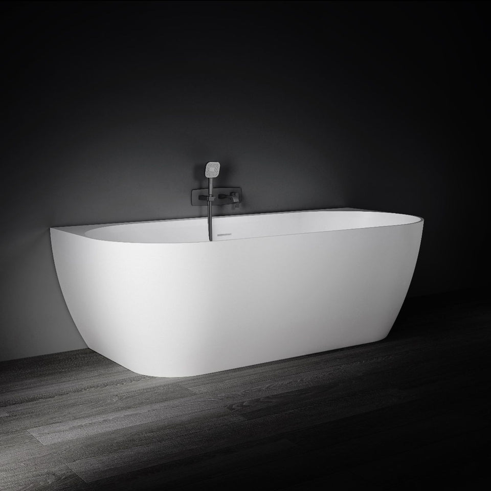 Kaskade Eleni VX105-1700 Back to Wall Stone Bath with Overflow