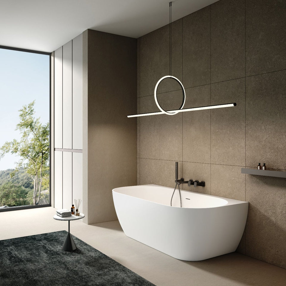 Kaskade Eleni VX105-1700 Back to Wall Stone Bath with Overflow