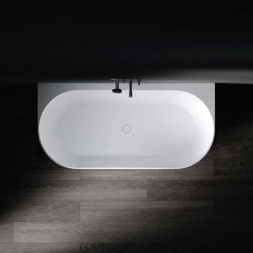 Kaskade Eleni VX105-1700 Back to Wall Stone Bath with Overflow