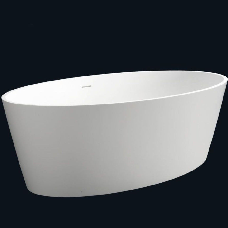 Kaskade Lyka Freestanding Oval Stone Bath Matte White 1600mm