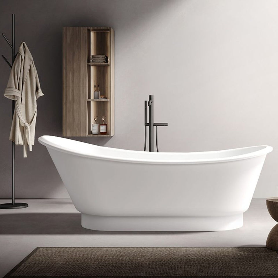 Kaskade Naomi Freestanding Slipper Stone Bath Matte White 1700mm