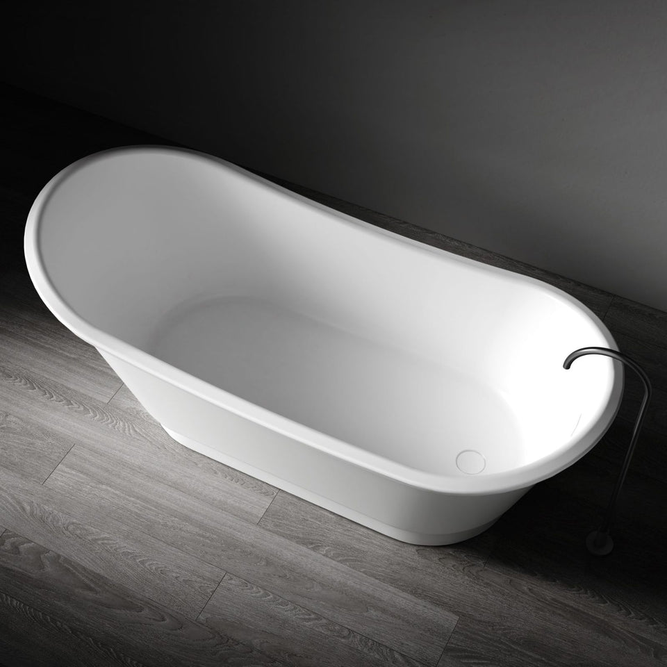 Kaskade Naomi Freestanding Slipper Stone Bath Matte White 1700mm