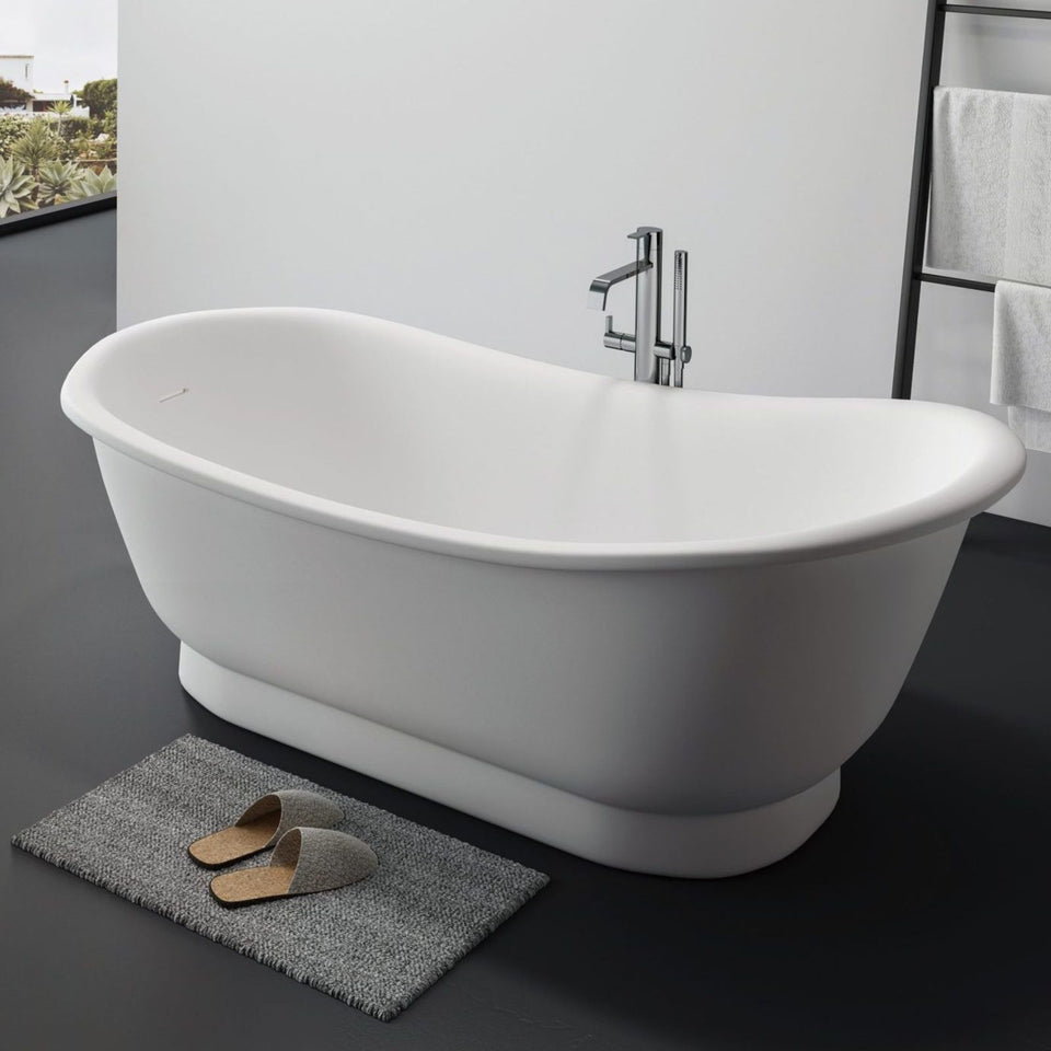 Kaskade Naomi Freestanding Slipper Stone Bath Matte White 1700mm