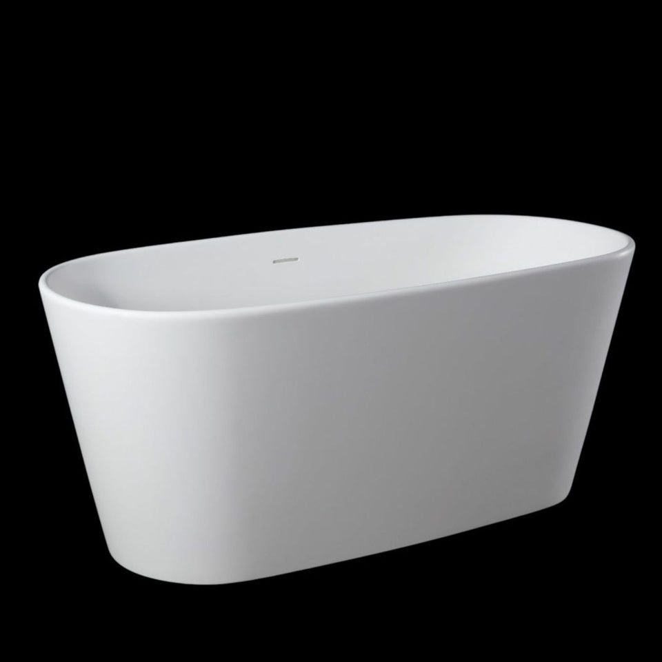 Kaskade Soaker Freestanding Stone Bath Matte White 1580mm