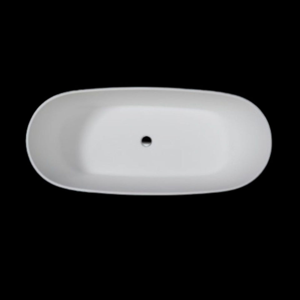 Kaskade Soaker Freestanding Stone Bath Matte White 1580mm