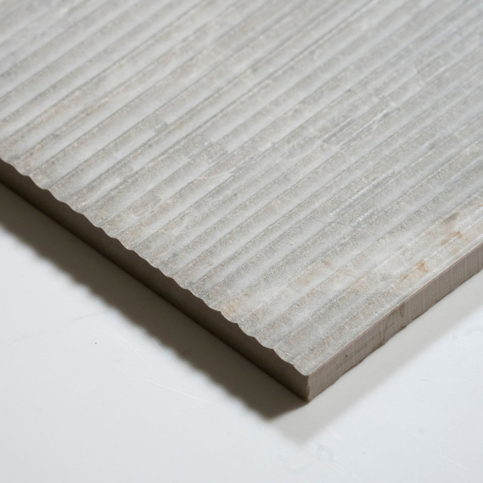 Kew Grey Ribbed Decor Porcelain Tile 300 x 600mm