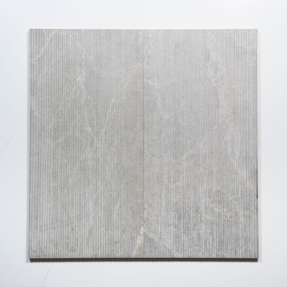 Kew Grey Ribbed Decor Porcelain Tile 300 x 600mm