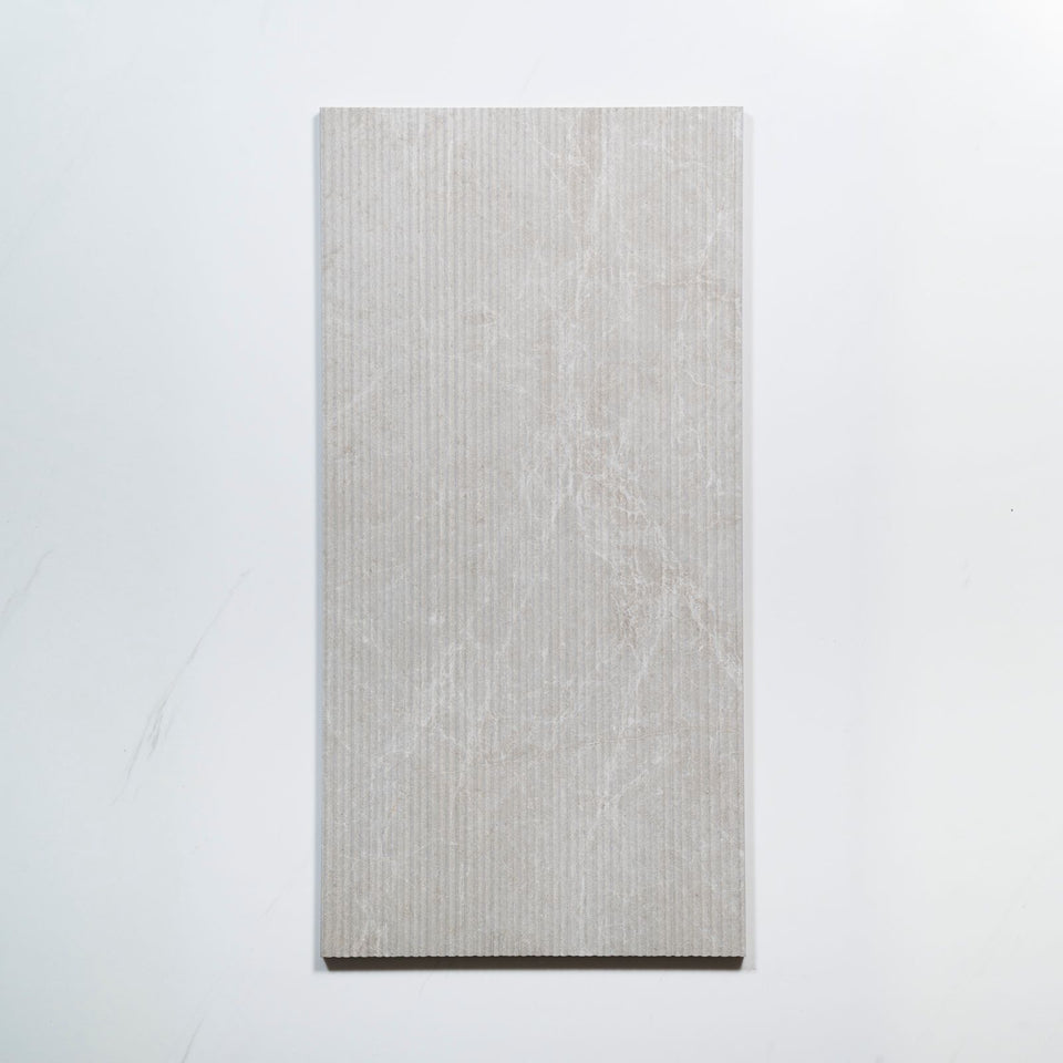 Kew Pearl Ribbed Decor Porcelain Tile 300 x 600mm