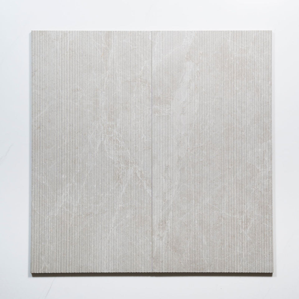 Kew Pearl Ribbed Decor Porcelain Tile 300 x 600mm